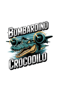 Bombardino Crocodilo 2 model negru pe tricou