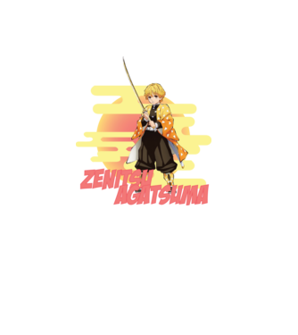 Demon Slayer  Zenitsu model alb pe tricou