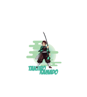 Demon Slayer Tanjiro model alb pe tricou