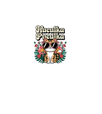 Huculka Puculka pisică 3 model alb pe tricou