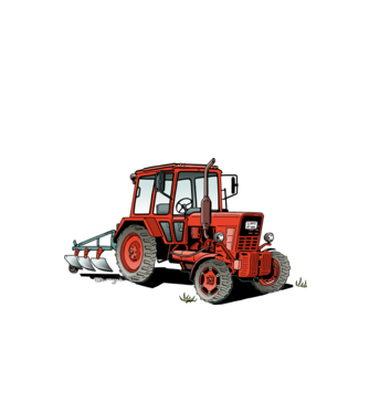 TRACTOR model alb pe tricou