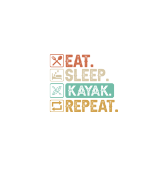 Eat Sleep Kayak model albastru jeanși pe tricou