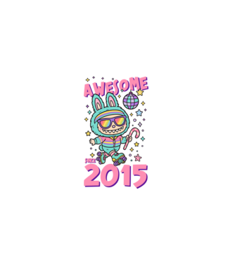 Awesome since 2015 - Labubu model negru pe tricou