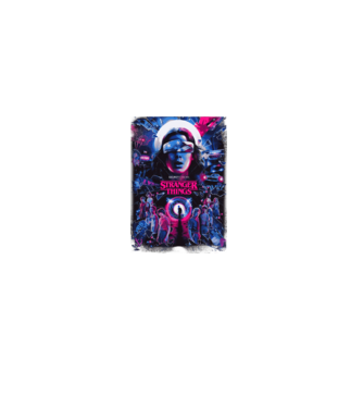 stranger things poster neon model negru pe tricou