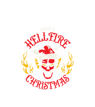 Hellfire Christmas model alb pe tricou