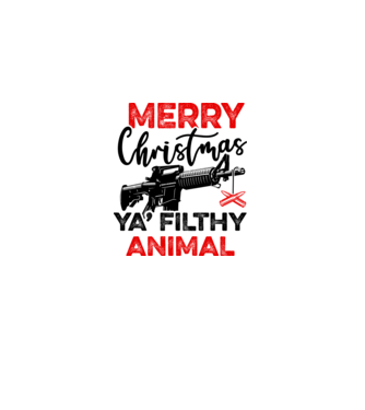 Merry Christmas Ya Filthy Animal model alb pe tricou