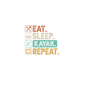 Eat Sleep Kayak model negru pe tricou