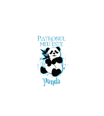 Patronul meu este PANDA model negru pe tricou