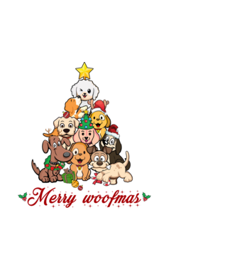 Merry woofmas model alb pe tricou