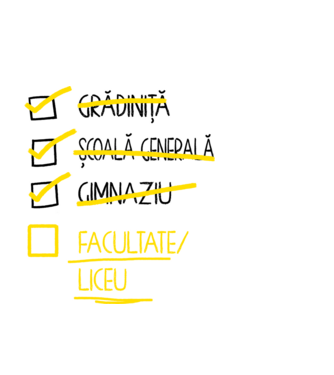 Cheklist educație - Gimnaziu alb model negru pe tricou