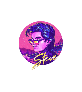 steve neon stranger things model alb pe tricou