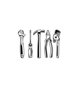 Tools model alb pe tricou
