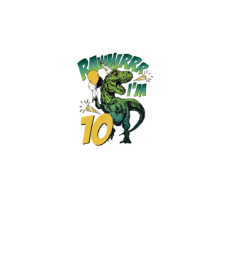 'Birthday Dinosaur rawww i''m 10' model alb pe tricou