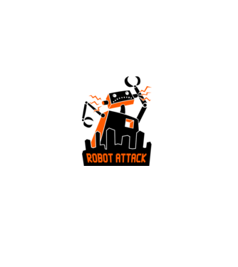 Robot Attack model alb pe tricou