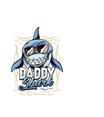Daddy Shark model alb pe tricou