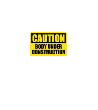 Caution Body Under Construction model negru pe tricou