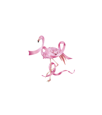 Împotriva Cancerului de sân flamingo model negru pe tricou