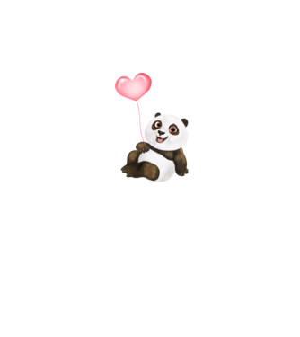 Cute panda with heart model alb pe tricou