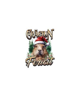 Capybara christmas model negru pe tricou