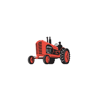 TRACTOR model alb pe tricou