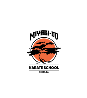 Miyagi-do karate school model alb pe tricou