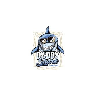 Daddy Shark model negru pe tricou