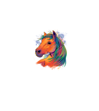 Colorful Horse model alb pe tricou