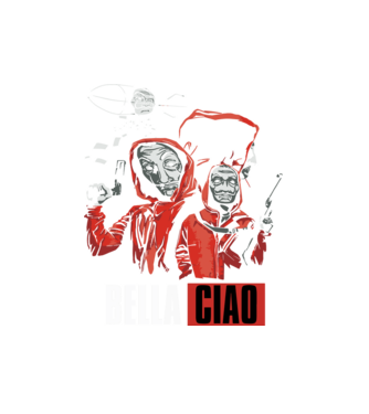 bella ciao money heist model alb pe tricou
