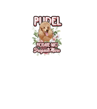 Pudel picioare mici dragoste mare model alb pe tricou