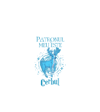 Patronul meu este CERBUL model negru pe tricou