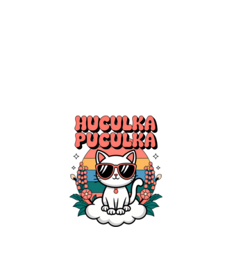 Huculka Puculka pisică 1 model alb pe tricou