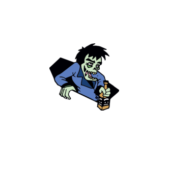 Drunk Zombie model alb pe tricou