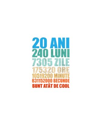 De 20 ani - luni - zile - ore - minute - secunde - sunt atât de cool model negru pe tricou