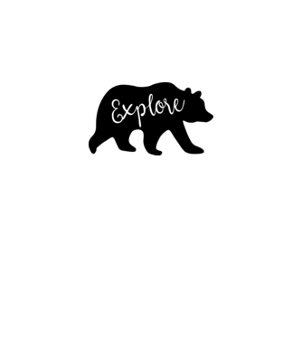 Bear explore model alb pe tricou