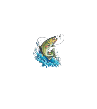 Fish model alb/roșu pe tricou