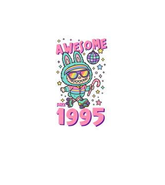 Awesome since 1995 - Labubu model turcoaz pe tricou