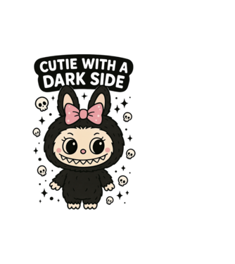 Cutie with a dark side model alb pe tricou