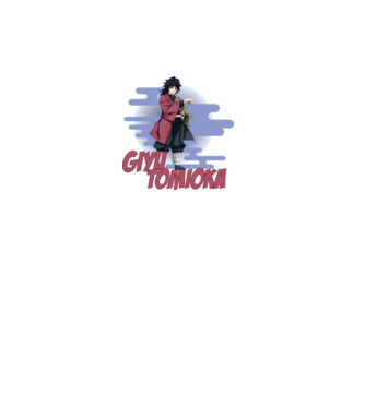 Demon Slayer Giyu model alb pe tricou