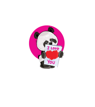 dragoste panda model negru pe tricou