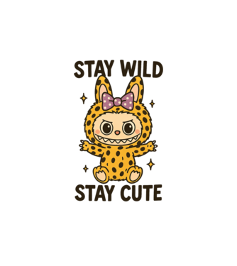 Stay wild - Labubu model alb pe tricou