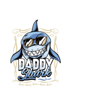 Daddy Shark model negru pe tricou