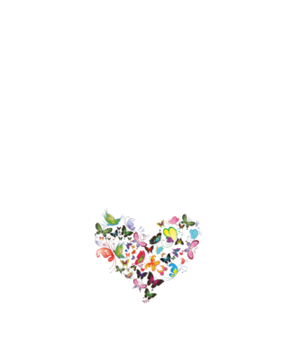 Butterfly Heart model alb pe tricou