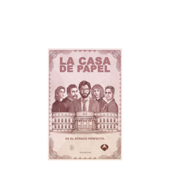 la casa de papel poster model alb pe tricou
