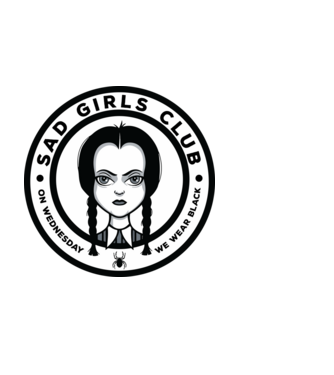 WEDNESDAY Sad Girls Club model negru pe tricou