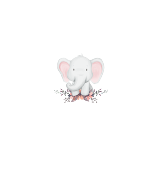 Elefant cu flori model alb pe tricou