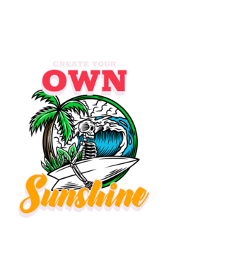 Create your own sunshine surfer skeleton model alb pe tricou