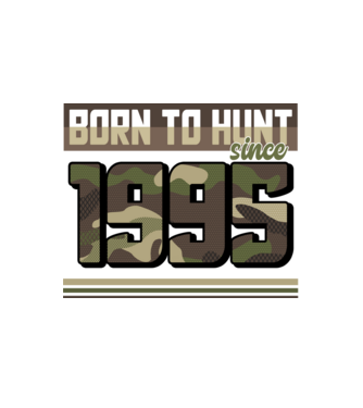 Born to hunt since 1995 model alb pe tricou