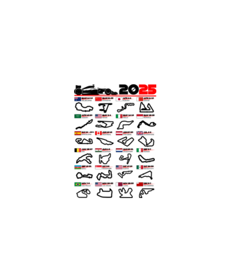 F1 calendar 2025 model alb pe tricou