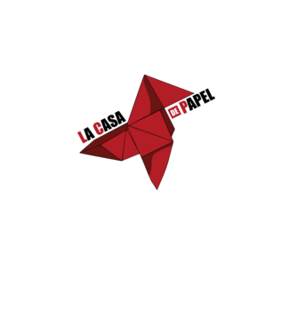 origami la casa de papel white model alb pe tricou