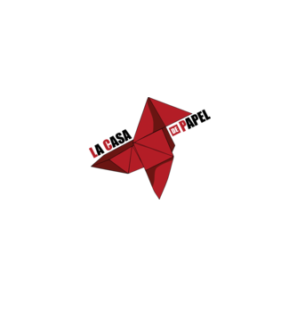 origami la casa de papel white model gri pe tricou